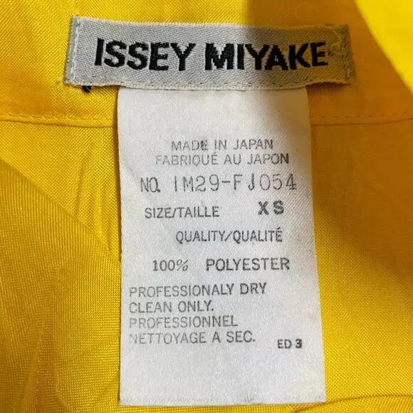 XS Yellow Wrinkled Polyester Nehru Collar Oversized Long Sleeve Shirt